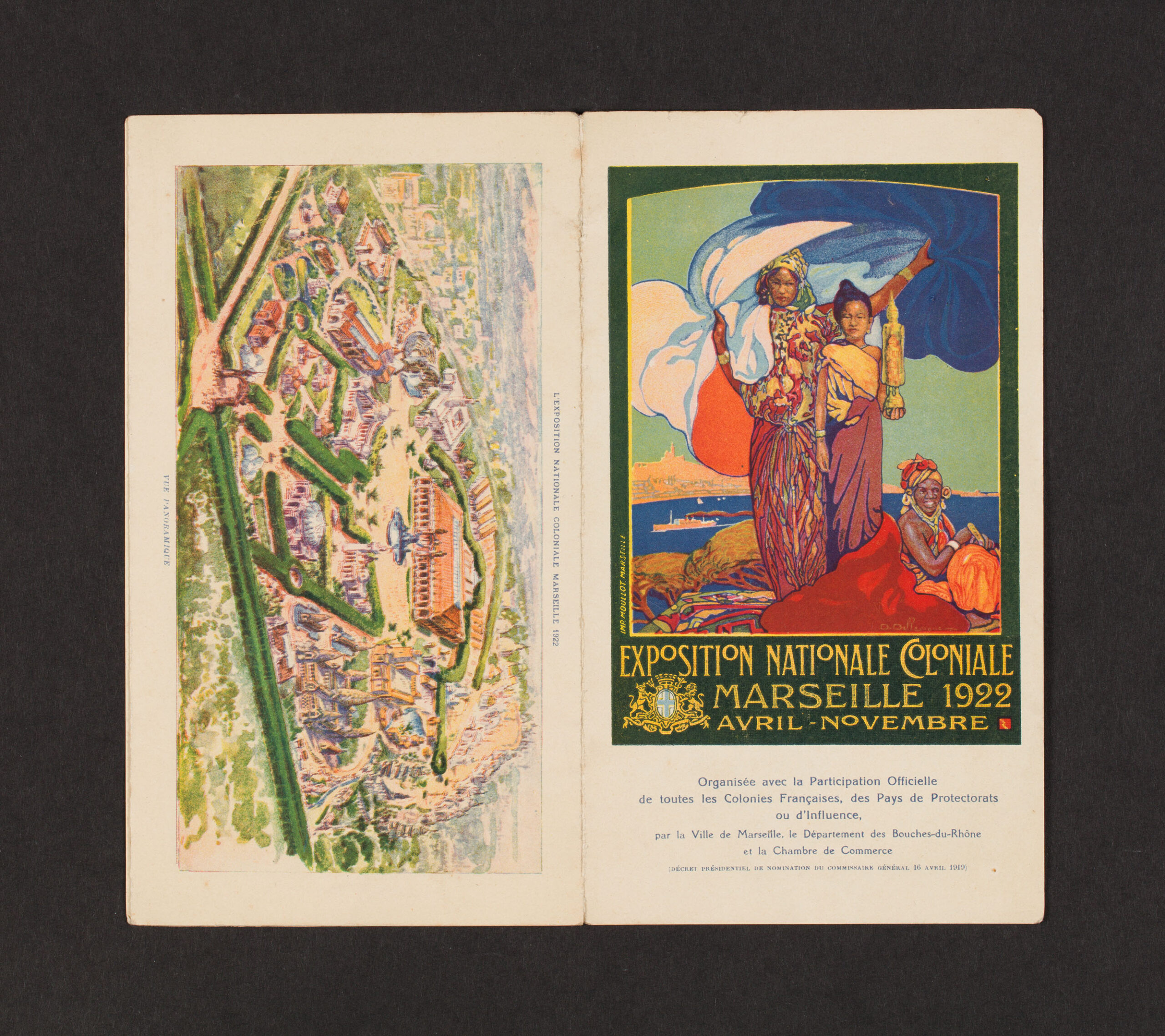 Brochure de présentation de l'Exposition nationale coloniale de Marseille, Avril-Novembre 1922. Ville de Marseille et Chambre de Commerce, 1922. Collection particulière © Photo : Arthus Boutin